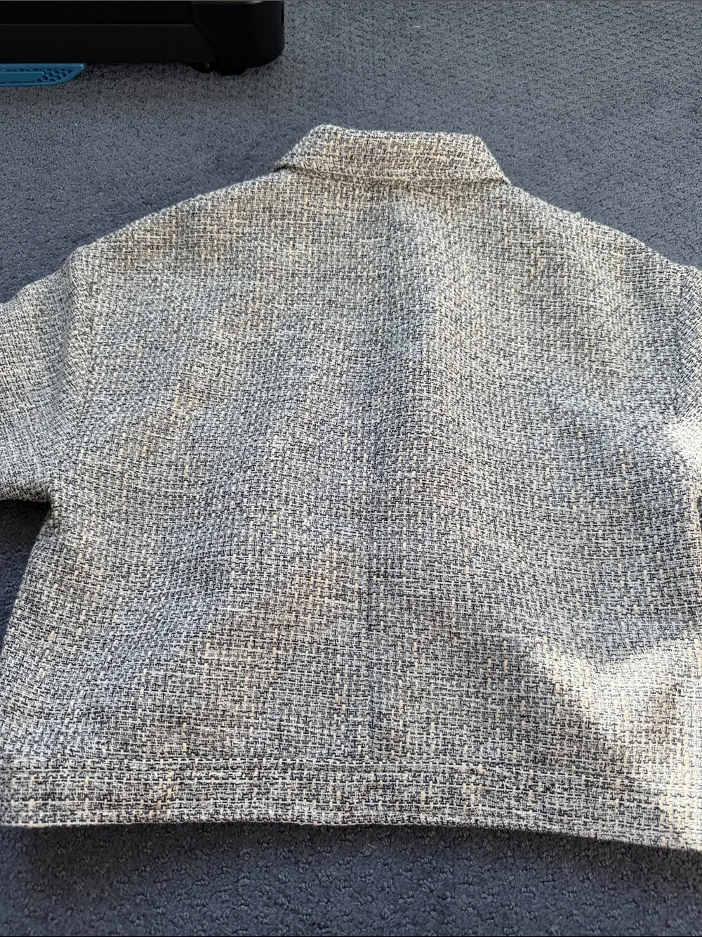 LOFT Gray Tweed Cropped Button-Front Jacket